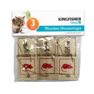 Kingfisher 3 Pack Traditional Wooden Mousetraps