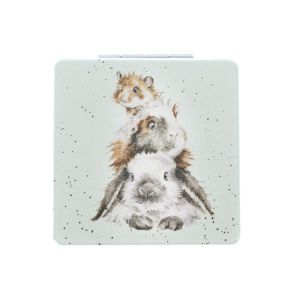 Wrendale 'Piggy In The Middle' Guinea Pig & Rabbit Compact Mirror