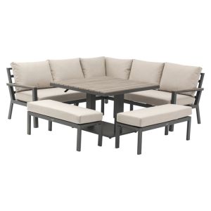 Bramblecreft Zurich Corner Sofa with Square Piston Adjustable Table & 2 Benches
